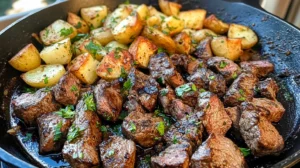 Garlic Butter Steak Bites and Potatoes