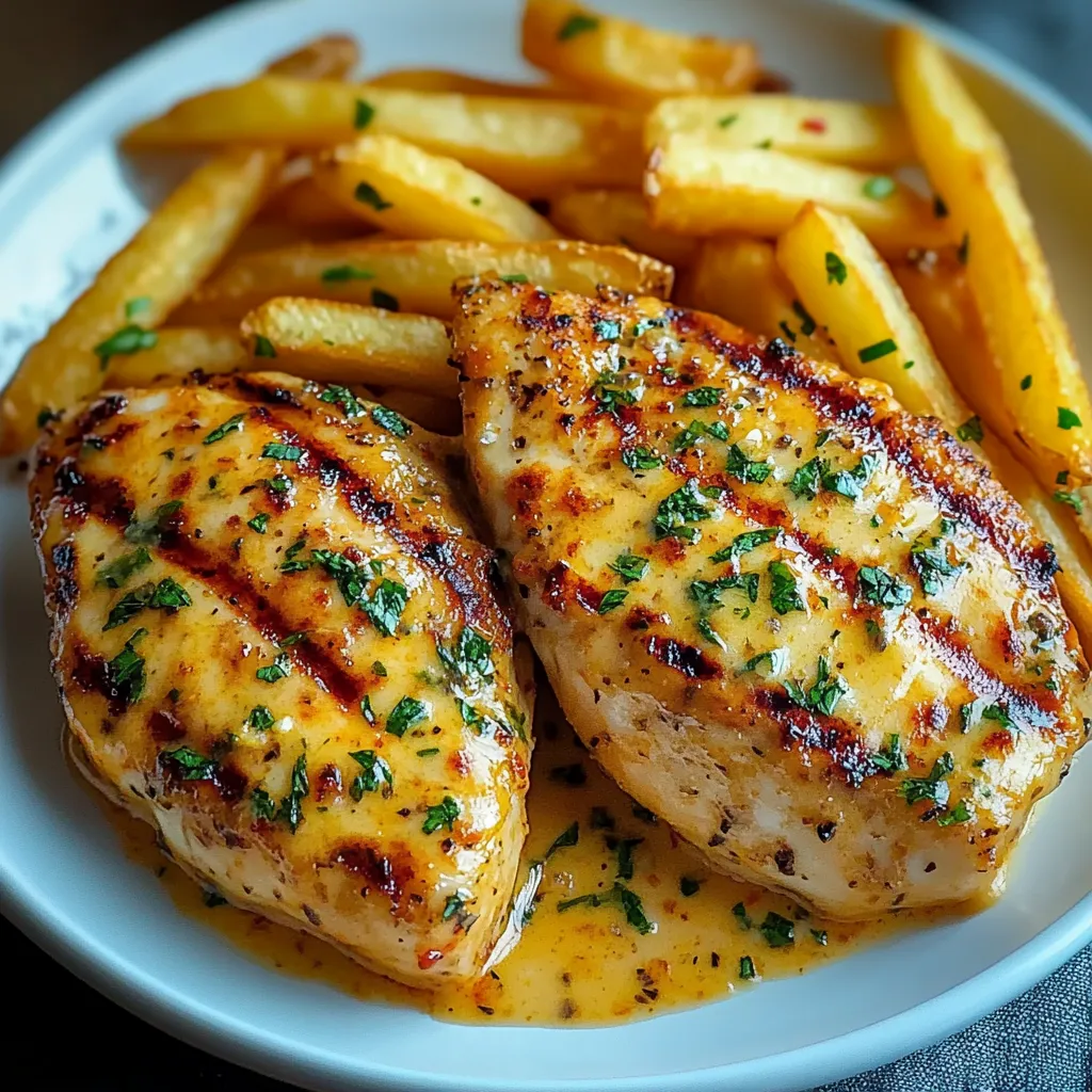 The Best Chicken Fillet in Spicy, Creamy Garlic-Parmesan Sauce with Fries Recipe
