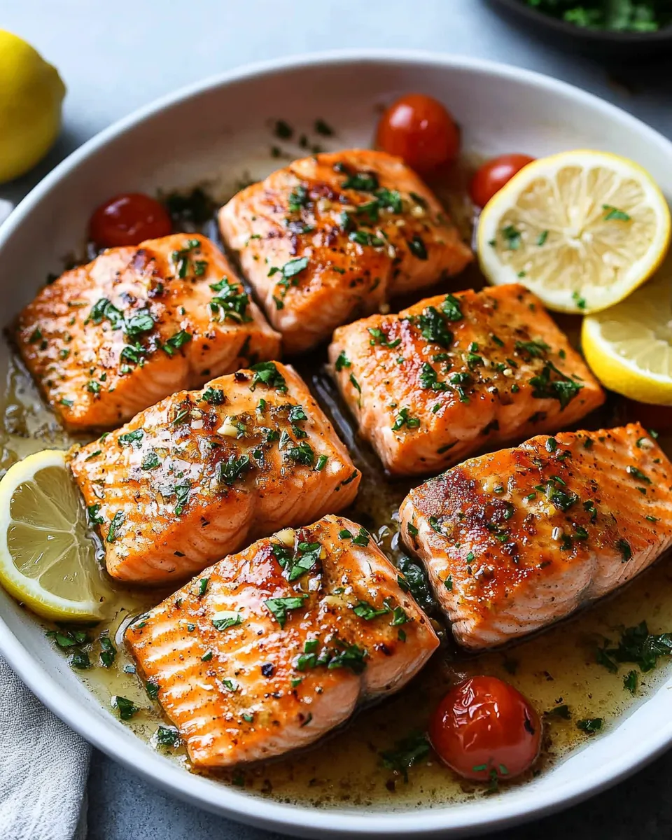 The Best Salmon with Garlic Lemon Butter Sauce