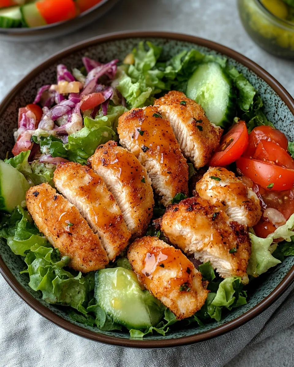 The Best Air Fried Chicken Tender Salad with Honey Mustard Recipe