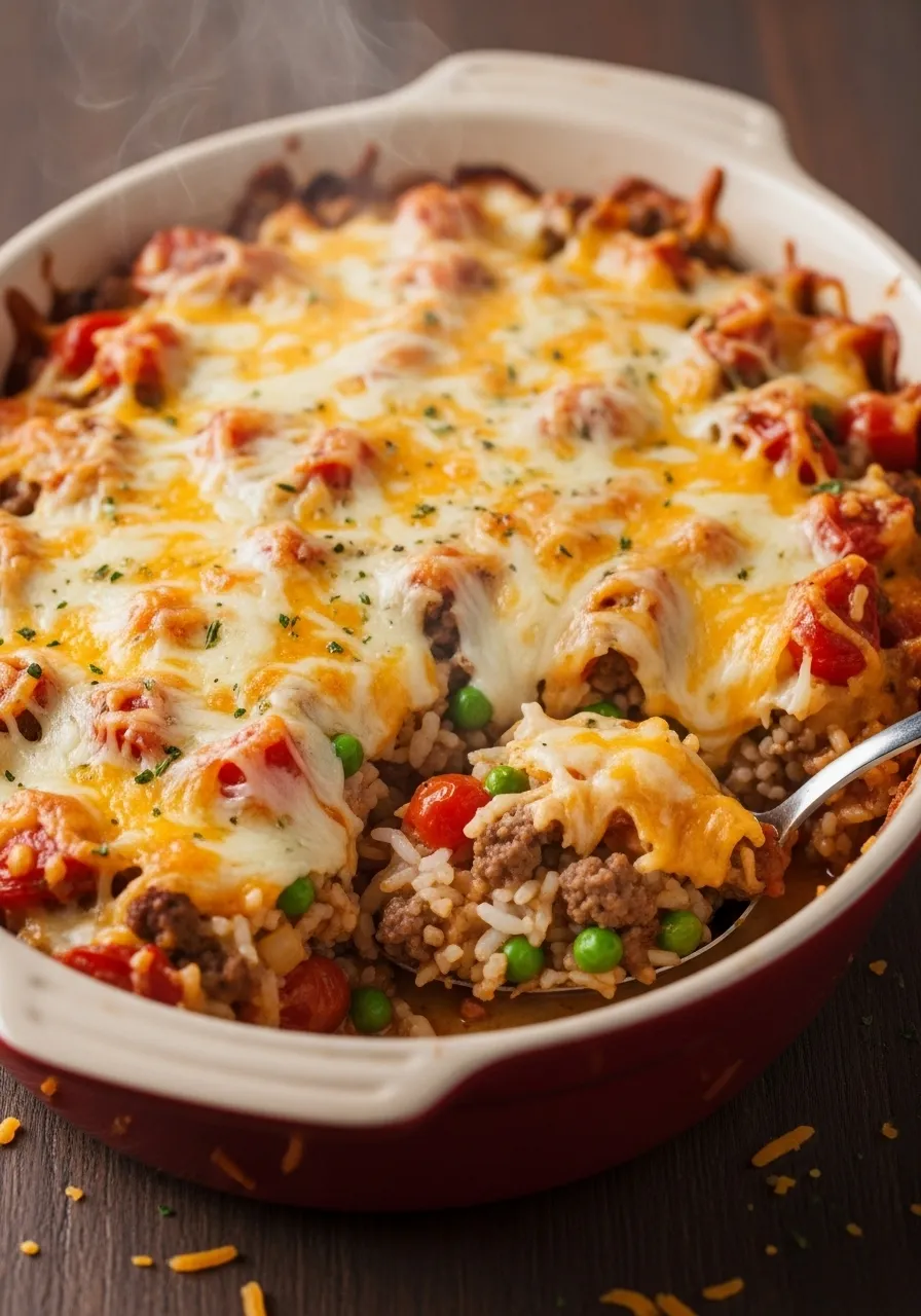 The Best Cheesy Hamburger Rice Casserole Recipe