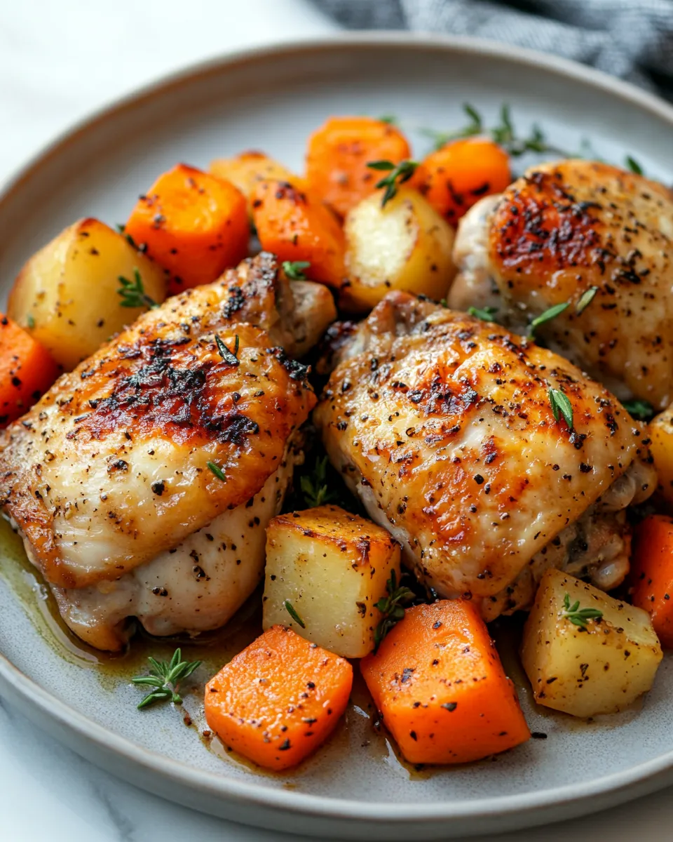 Rosemary Garlic Chicken with Carrots & Turnips Recipe