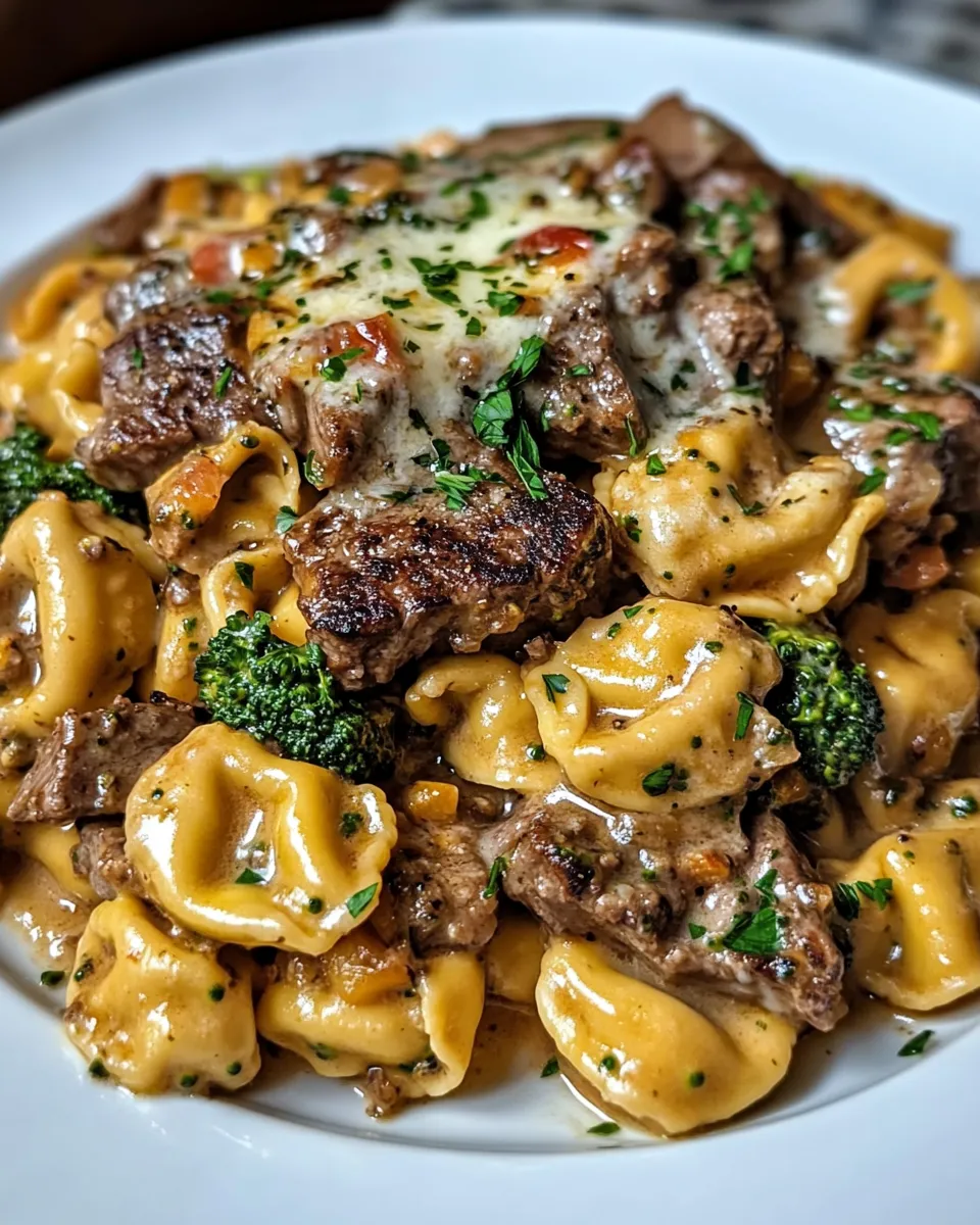 Southern Steak & Broccoli Tortellini in Parmesan Sauce Recipe