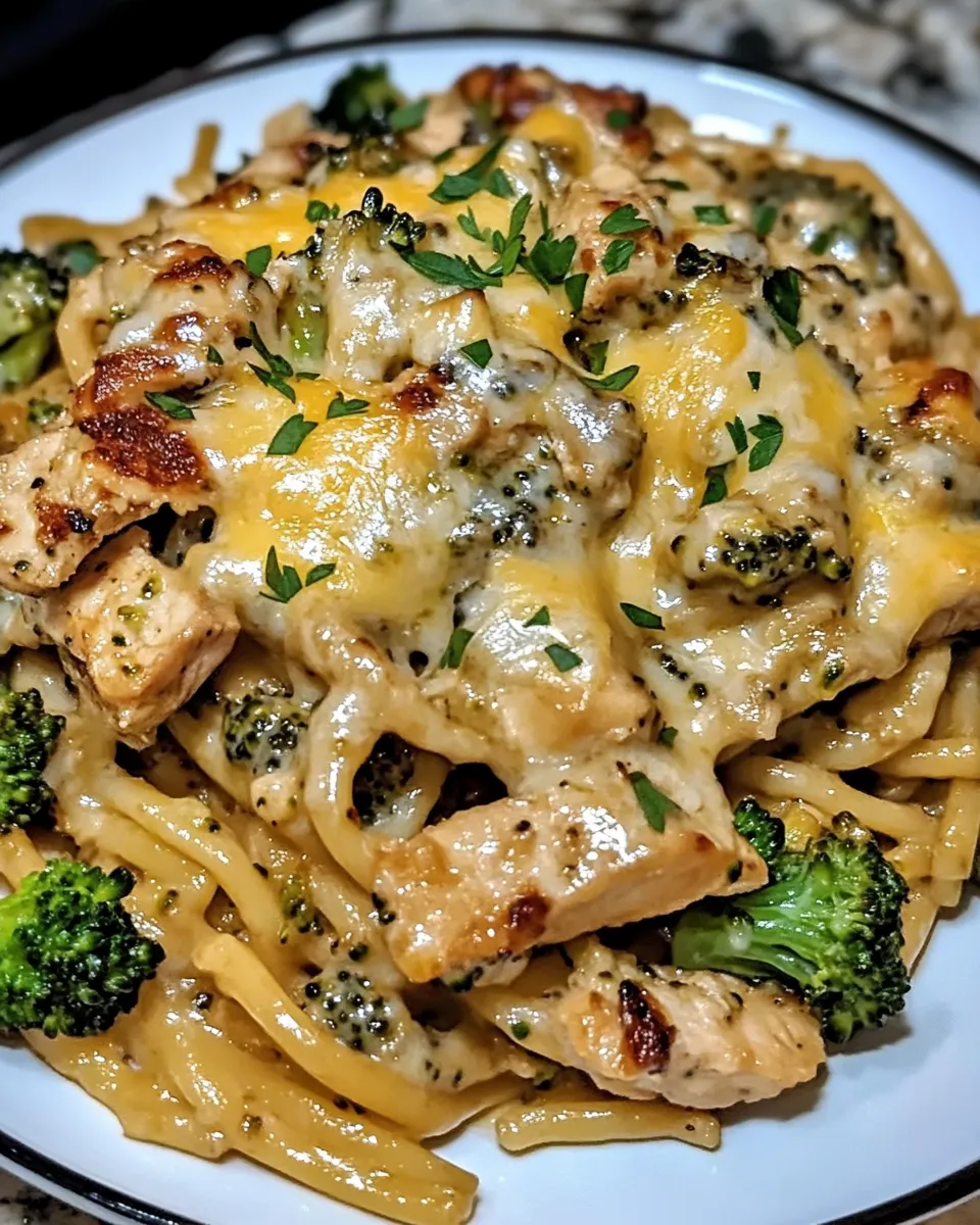 Cowboy Butter Garlic Creamy Linguine with Chicken & Broccoli Recipe