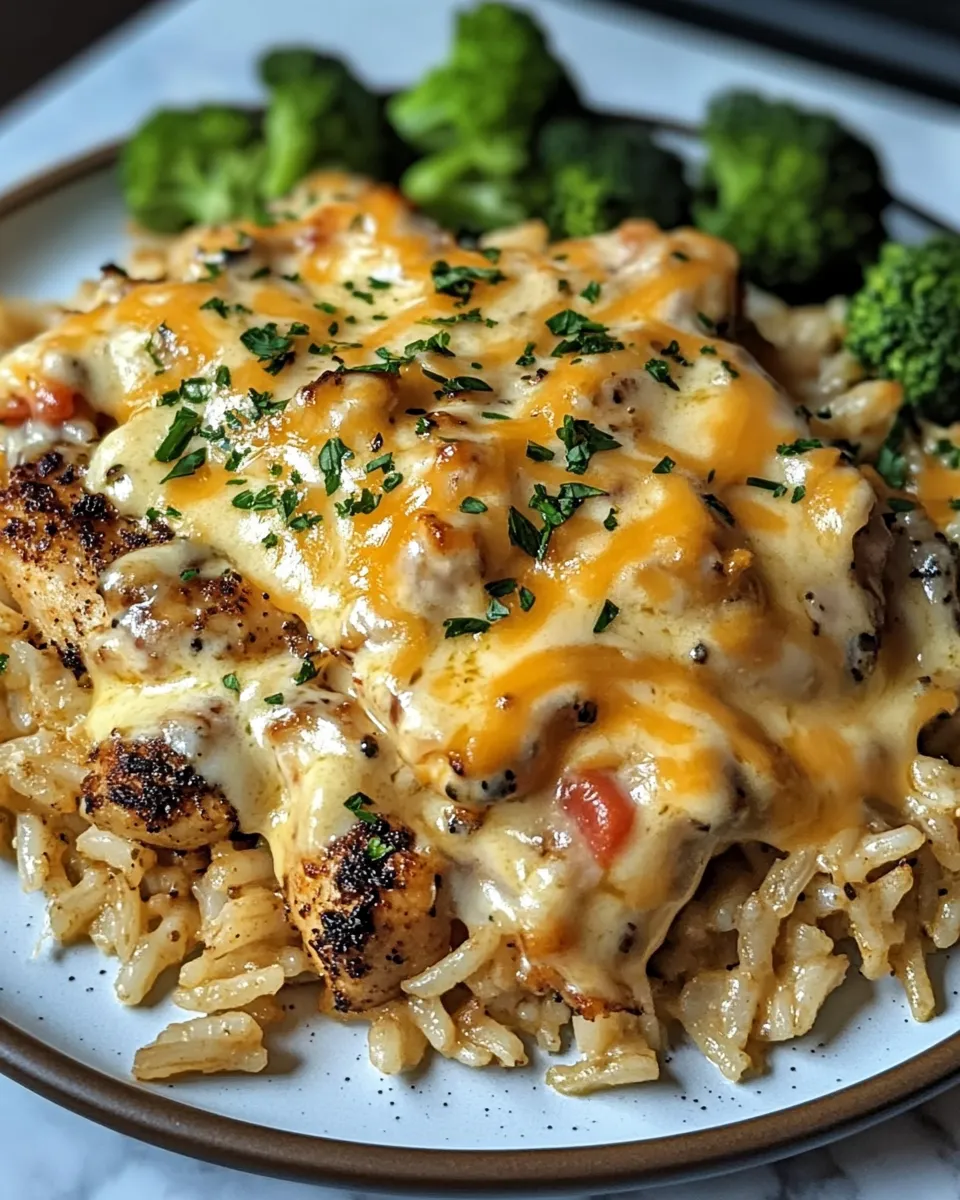 Creamy Garlic Chicken over Buttered Rice & Roasted Broccoli Recipe